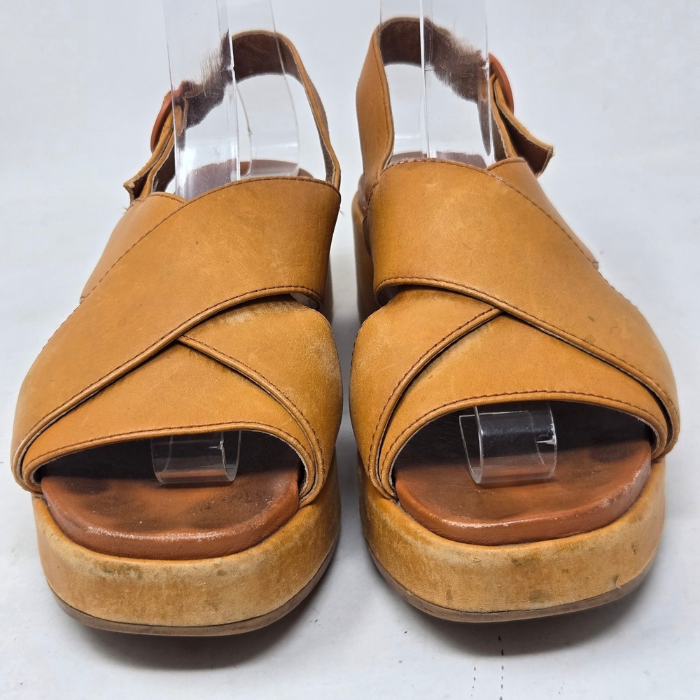 Camper Misia Tan Leather Cross Strap Platform Wedge Sandals K200985-004 Size 36 - Picture 3 of 12